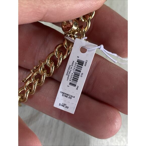 Brand New Coach Pearl Heart Padlock Charm Toggle Bracelet Price Tag $148 - Picture 5 of 9